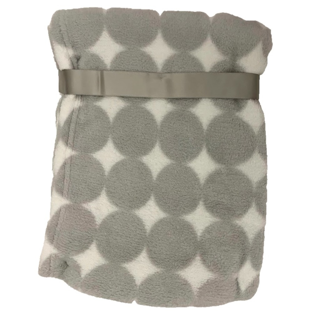 Luvable Friends Gray White Polka Dot Fleece Baby Blanket Lovey 30x36 Unisex NWT - Picture 3 of 3